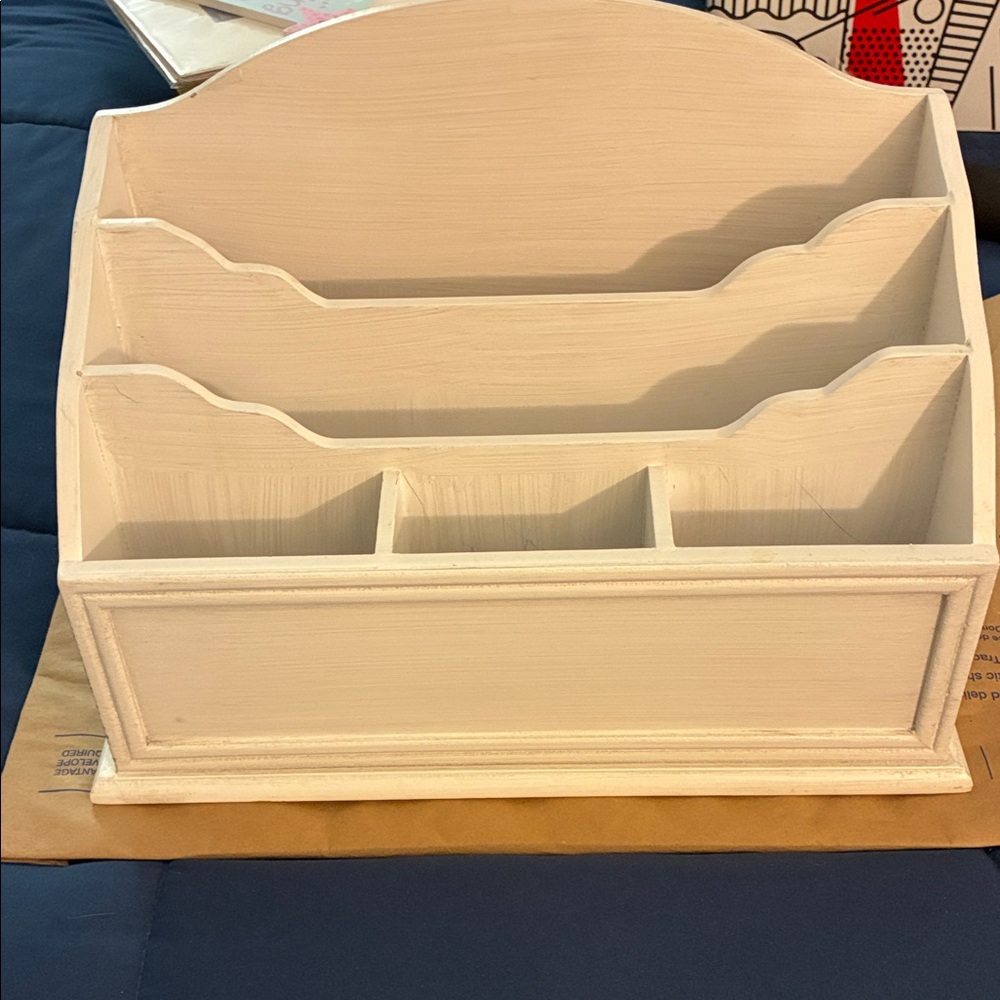 Workspace White Wooden Desk Organizer